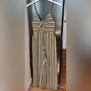 Striped Jumpsuit with Bow Detail